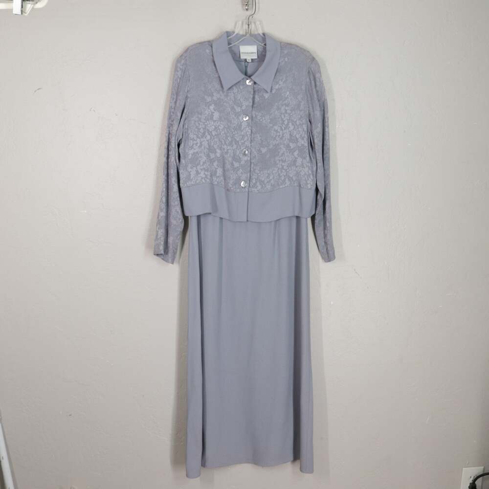 Vtg Dennis GOLDSMITH Dress Suit 6 Heather Floral Embroider Jacket Sheath Midi